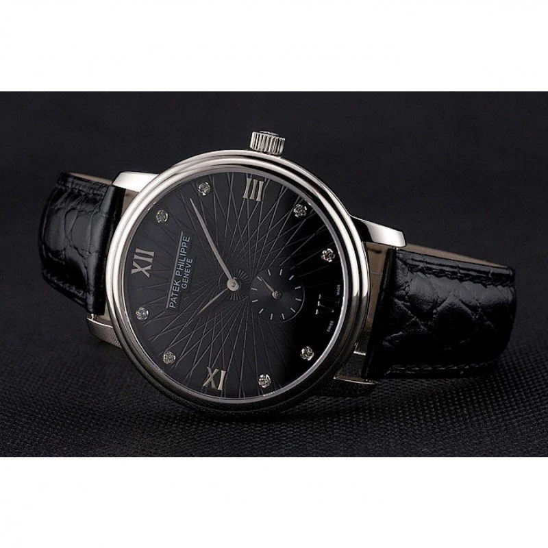 Calatrava Dial Black 41 mm, Stainless Steel