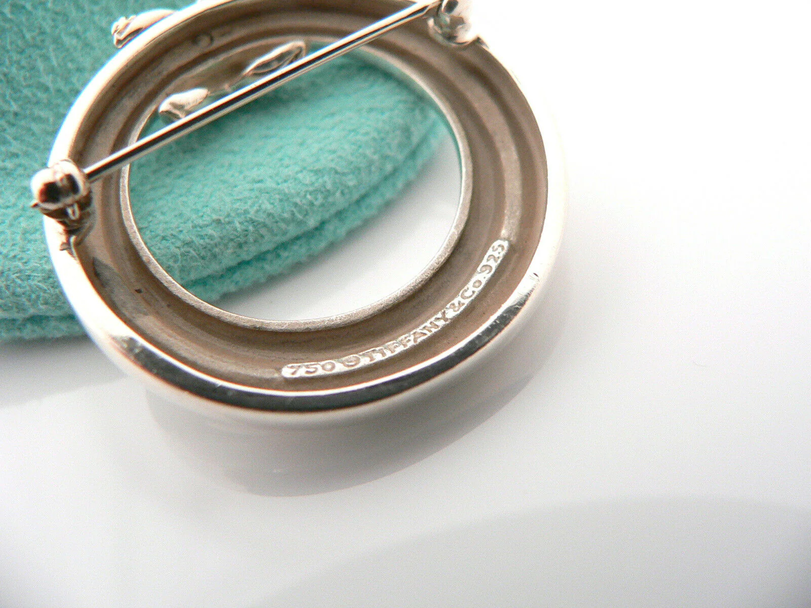 Tiffany & Co Silver 18K Gold Signature X  Rope Brooch Pin Rare Gift Pouch Love