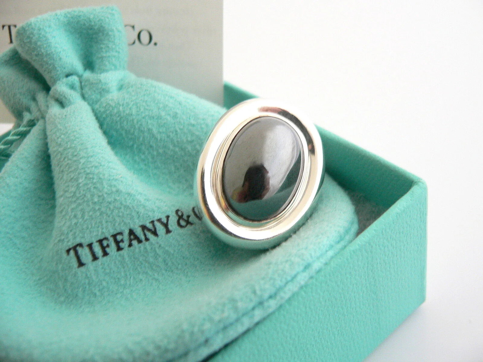 Tiffany & Co Hematite Earrings Gemstone Pierced Gift Pouch Love Picasso T and Co