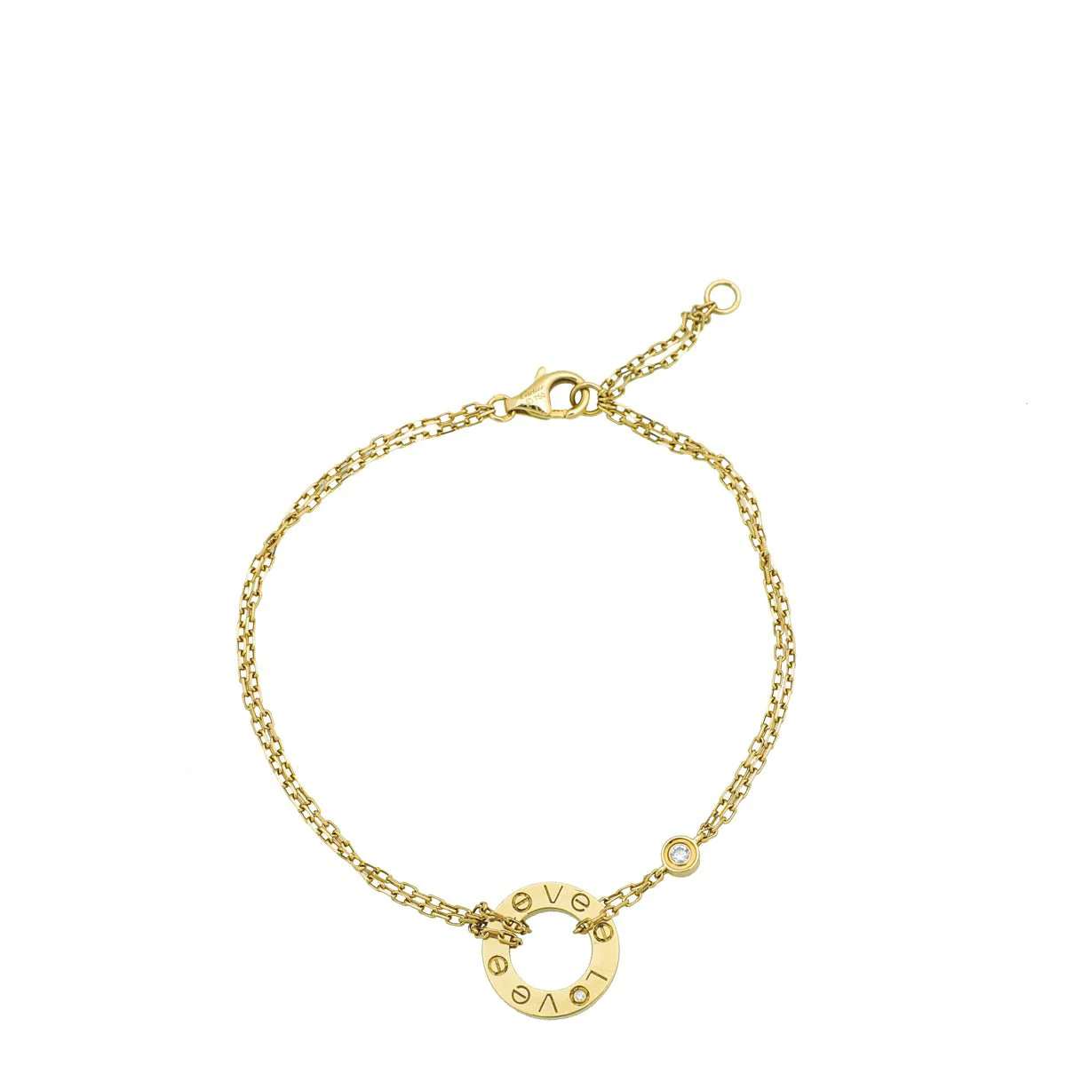 Cartier 18K Yellow Gold Diamond Love Double Chain Bracelet