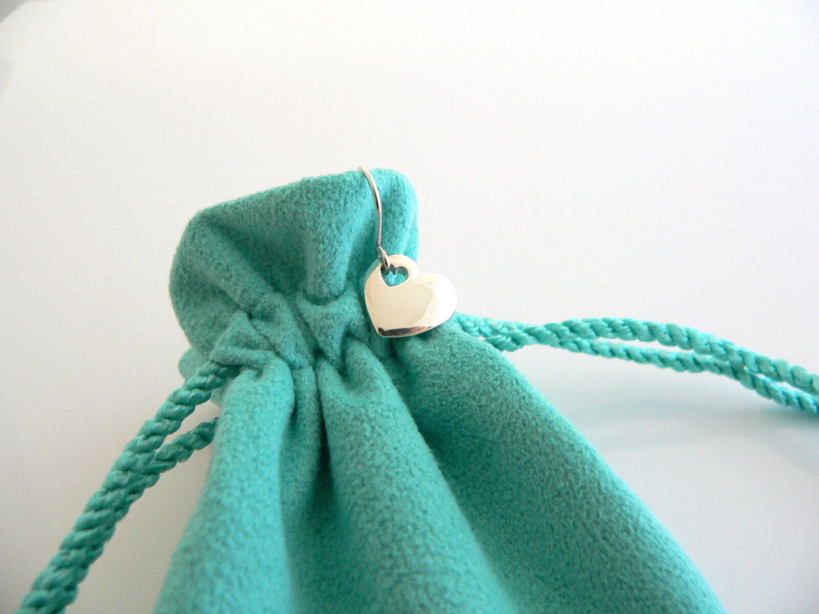 Tiffany & Co Silver Double Heart Dangle Dangling Earrings Rare Gift Pouch Love