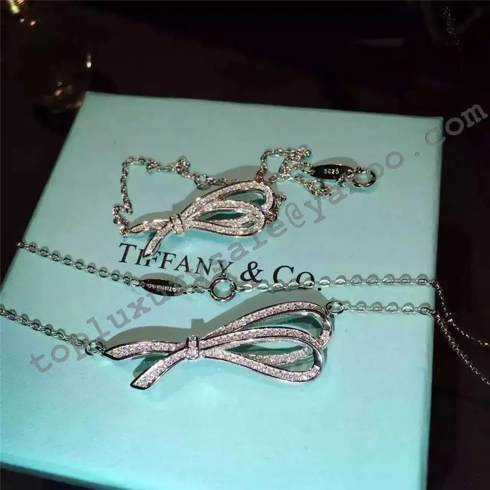Tiffany Bow Rose Gold Bracelet Charm Diamonds For Women UK Sale Online GRP08654