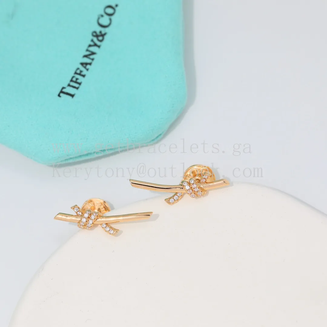 Tiffany Knot Earrings in Yellow Gold/Rose Gold/White Gold with Diamonds