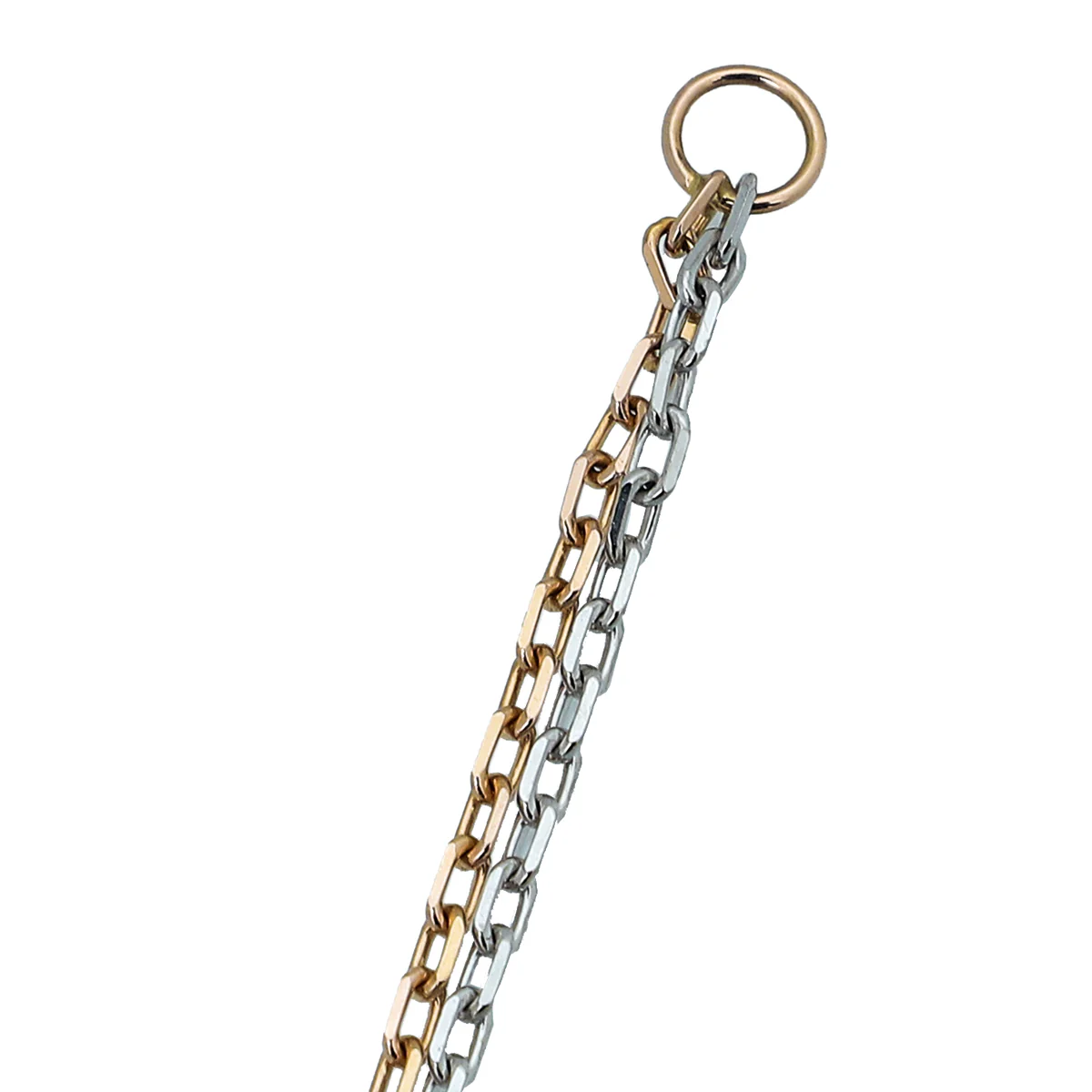 Cartier 18K White-Pink Gold Diamond Double Chain Love 3 Circles Pendant