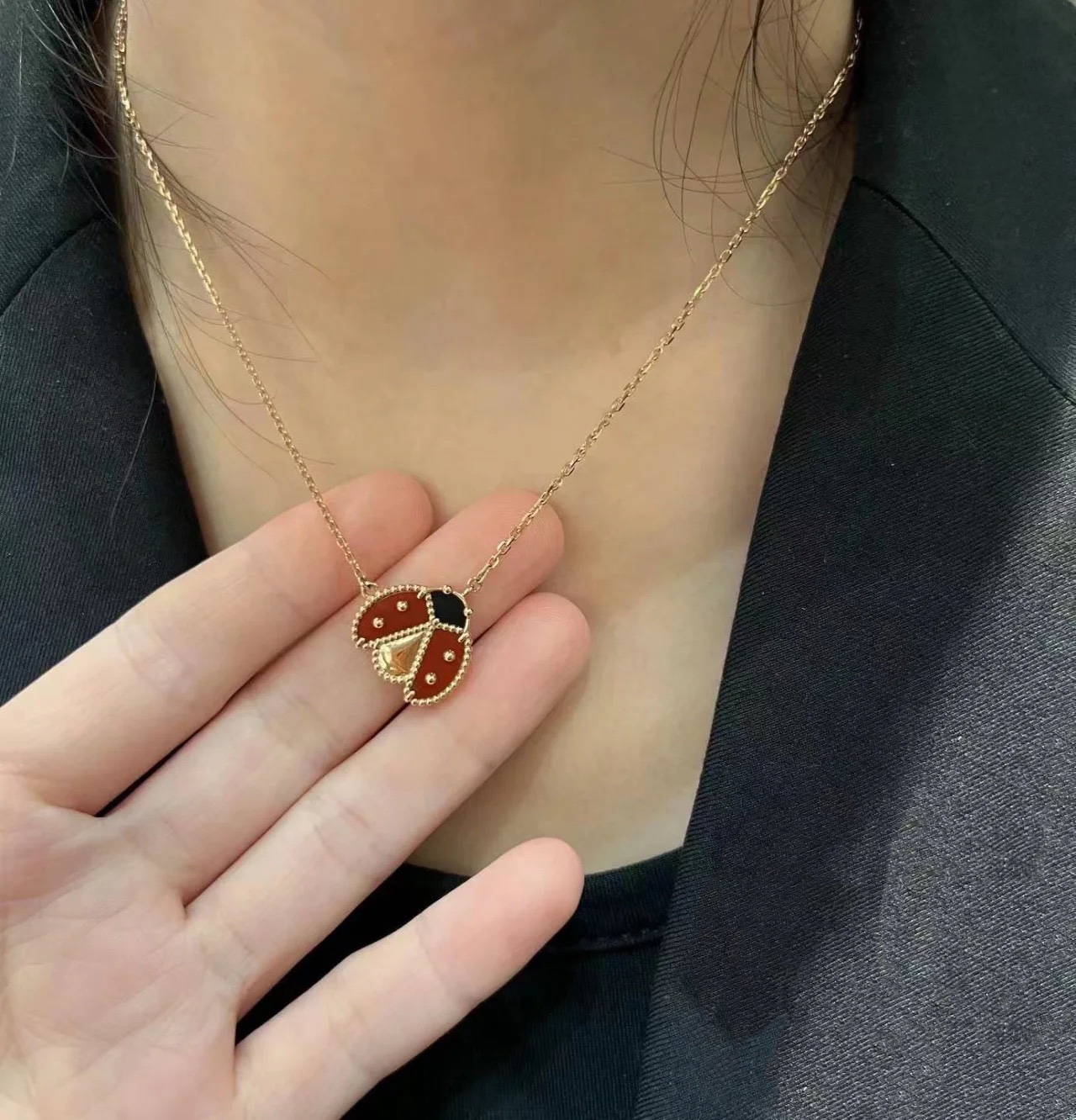 Van Cleef & Arpels Lucky Spring pendant, open wings ladybug