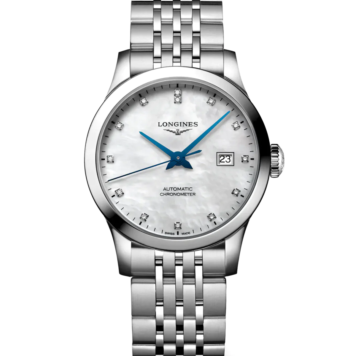 Record 30MM Automatic Mother of Pearl Dial Diamond Watch L23214876