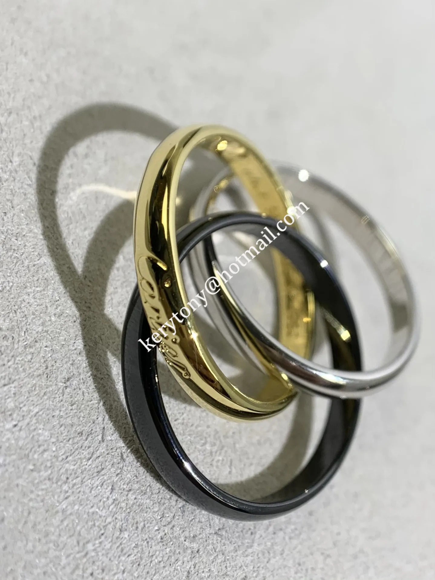 Replica Cartier Trinity Ring White Gold/Yellow Gold with Black Classic Ceramic For Womens Replica