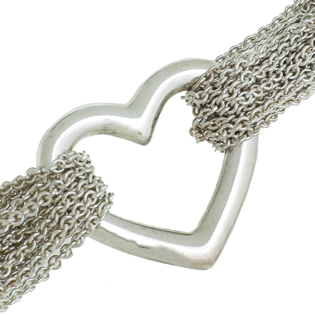 Tiffany & Co Silver Multi-Strand Mesh Heart Bracelet