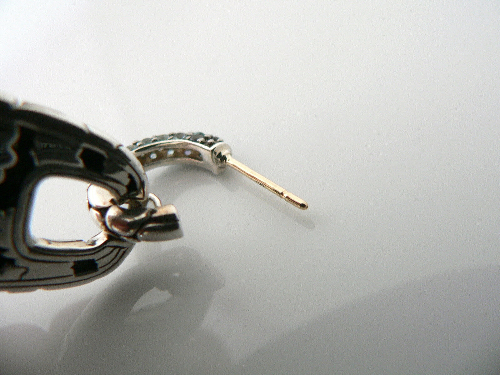 John Hardy Silver Blue Topaz Amethyst Gemstone Dangle Dangling Earrings 18K Post