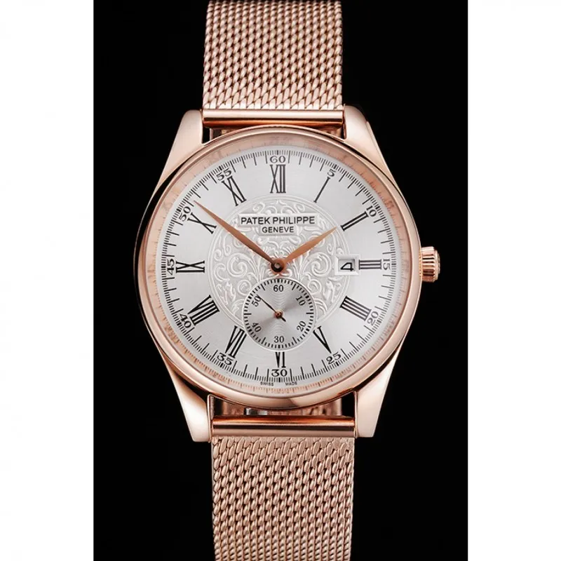 Calatrava Small Seconds Dial White 40 mm, Rose Gold Plated
