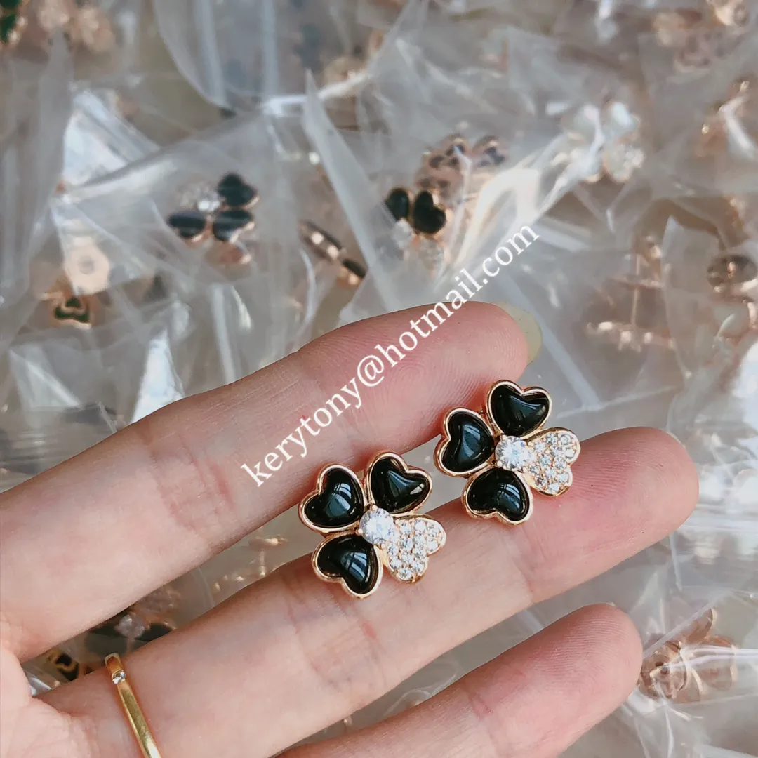 Most Fashion Van Cleef Arpels Cosmos Earrings Rose Gold With Diamond White/Red/Black/Green Online