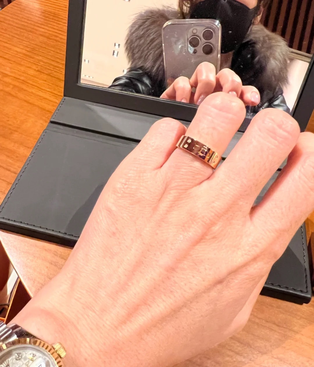 Hermes Pig Nose Ring in Rose Gold with Diamonds