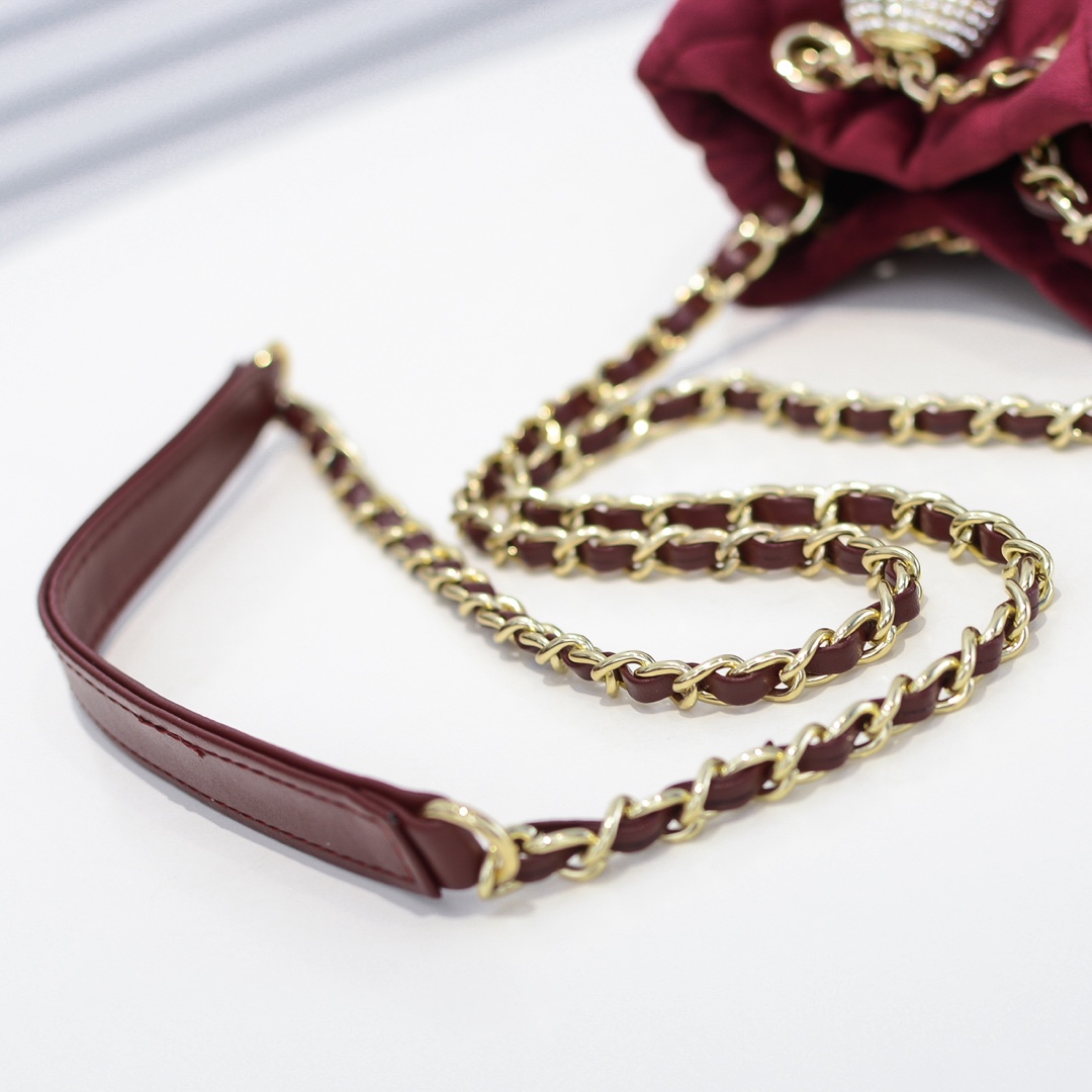 Chanel Bucket Bag Velvet Rhinestones Shoulder Bag Handbag