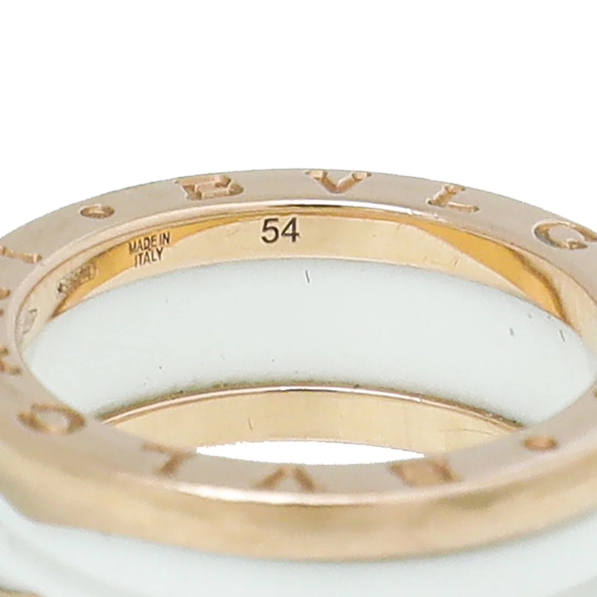 Bvlgari 18K Rose Gold B Zero1 Two Band Ceramic Ring 54