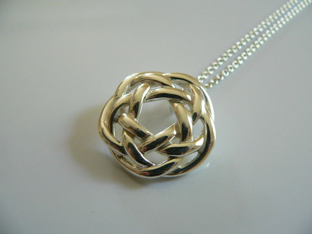 Tiffany & Co Love Knot Necklace Large Pendant Charm Chain Gift Silver Classic