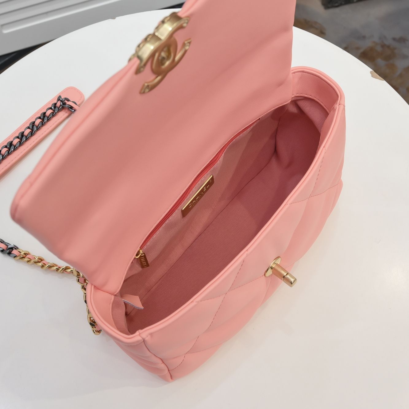 Chanel Lambskin Quilted Small 19 Flap Shoulder Bag Handbag