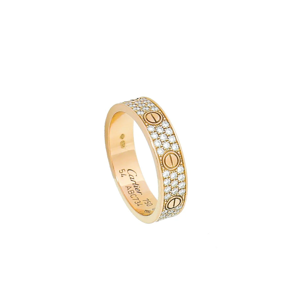 Cartier 18K Rose Gold Love Paved Diamond Wedding Ring 54