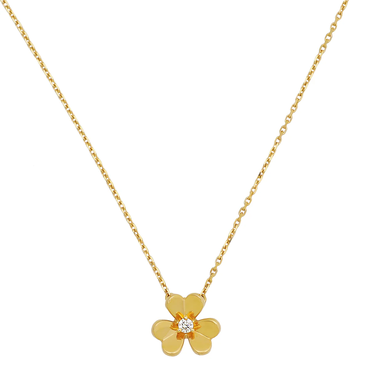 Van Cleef & Arpels 18K Yellow Gold Diamond Frivole Mini Model Pendant Necklace