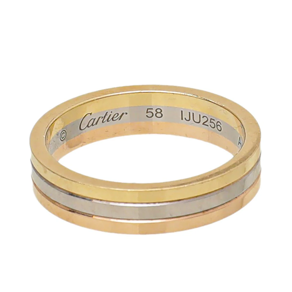 Cartier 18K Tricolor Gold Vendome Louis Cartier Wedding Ring 58