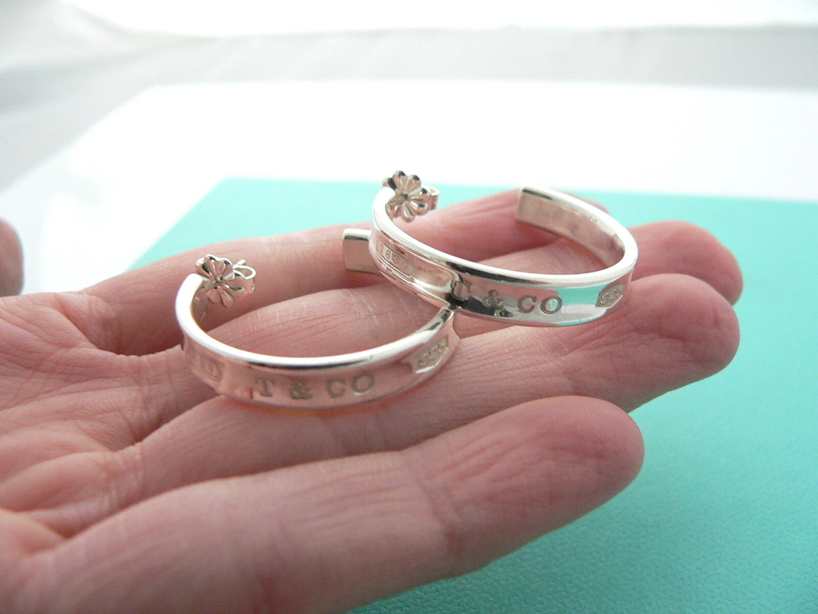 Tiffany & Co Silver 1837 Large Huge Hoop Earrings Rare Gift Love Statement