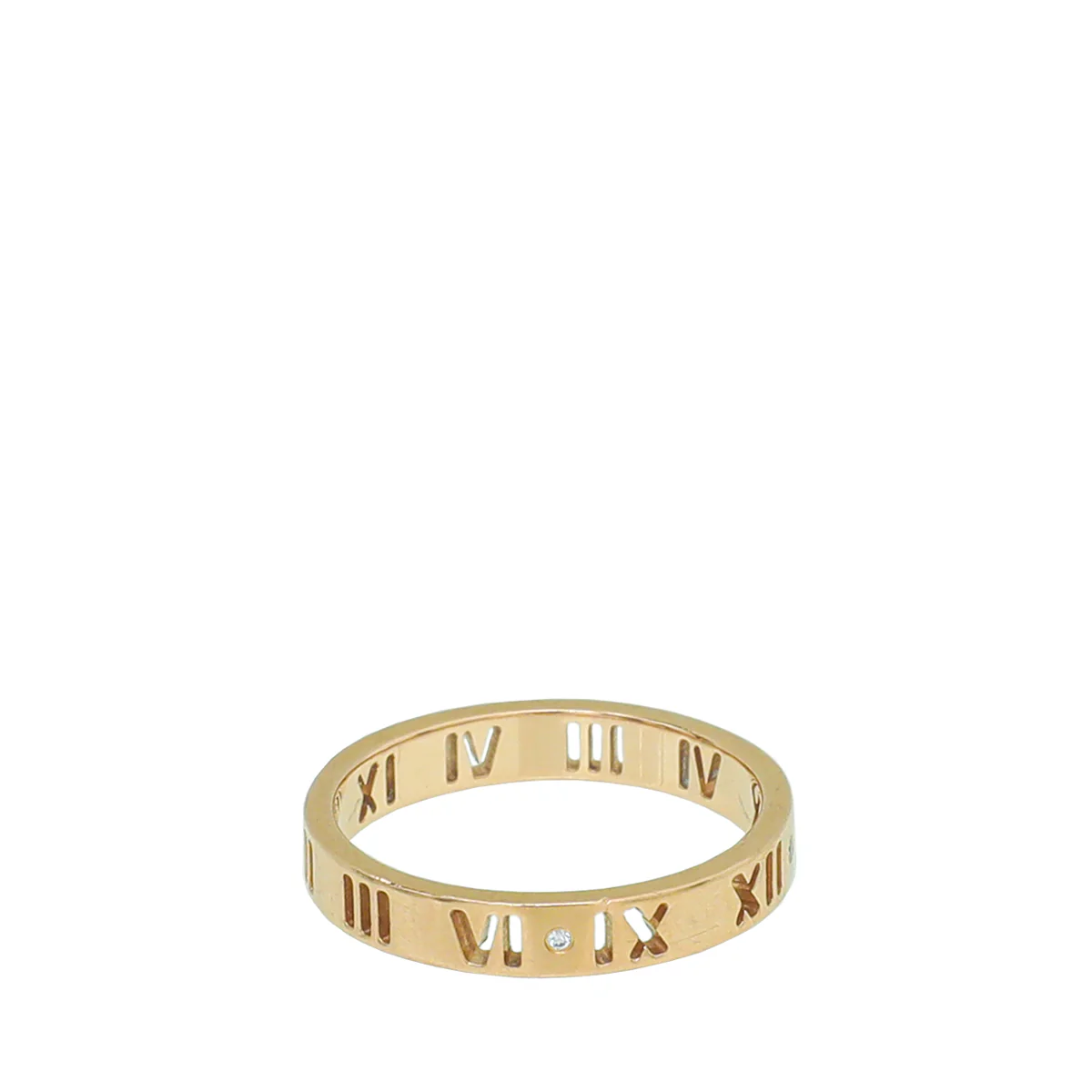 Tiffany & Co 18K Rose Gold Diamond Atlas Pierced Ring 54-55