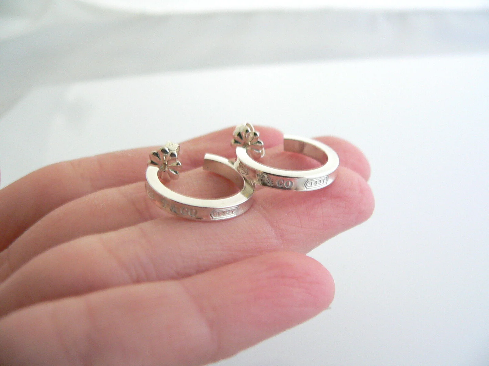 Tiffany & Co Silver 1837 Thin Hoop Earrings Rare Gift Love