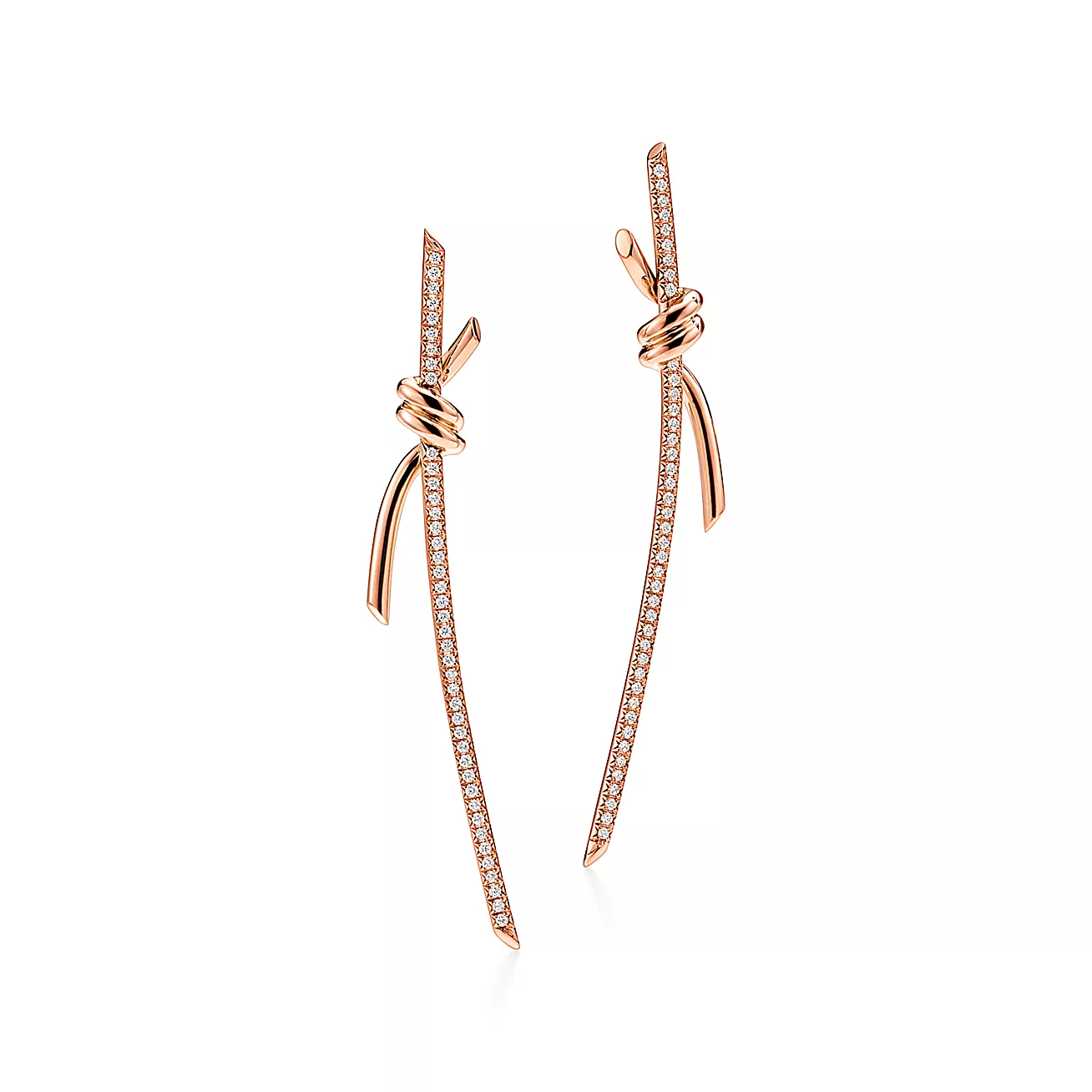 Tiffany Knot Drop Earrings, Rose Gold & Gold & White Gold