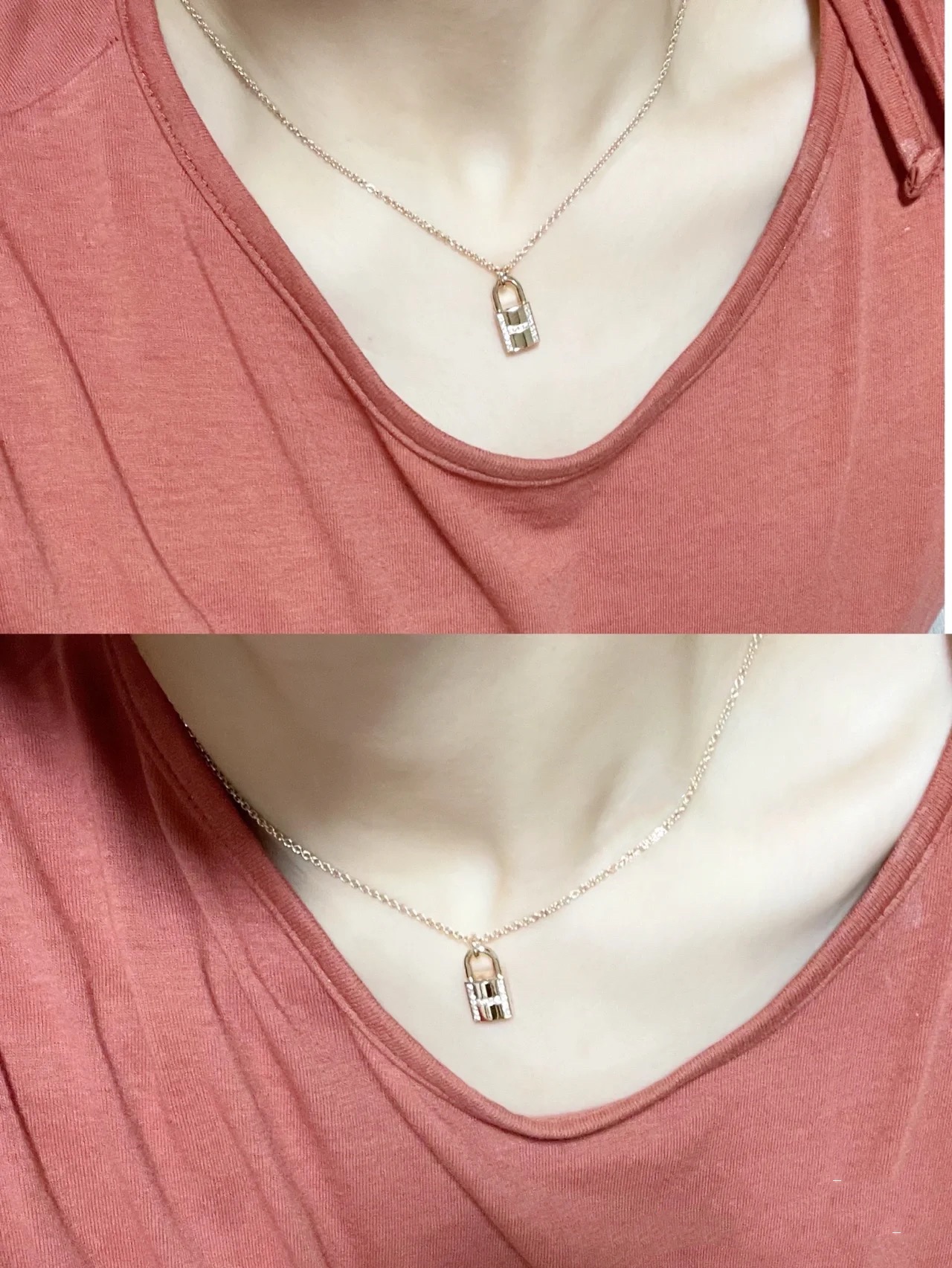 Hermes Single Lock Necklace with Diamonds