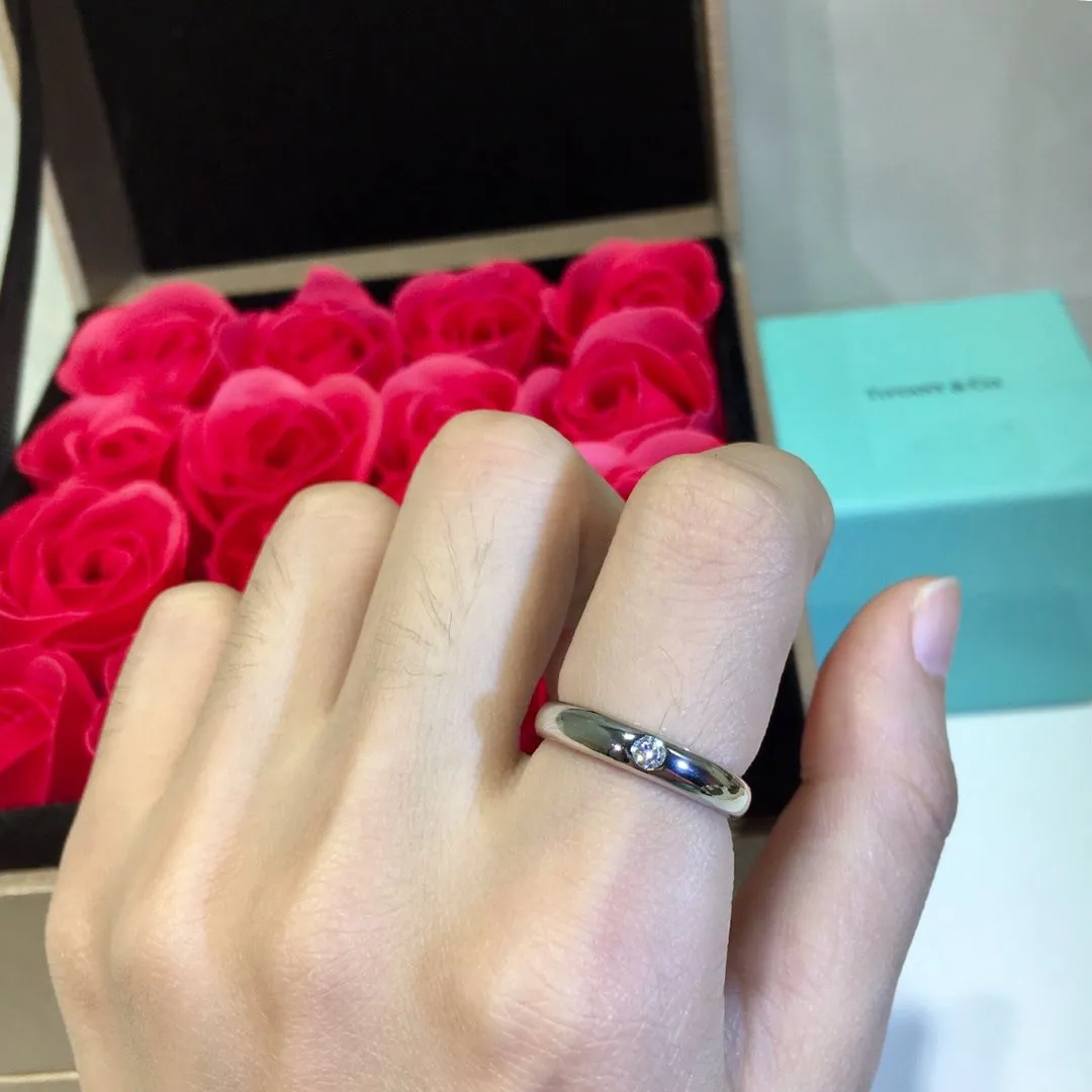 High Quality Tiffany Elsa Peretti Platinum 925 Silver Band Ring 6/7/8 (US)