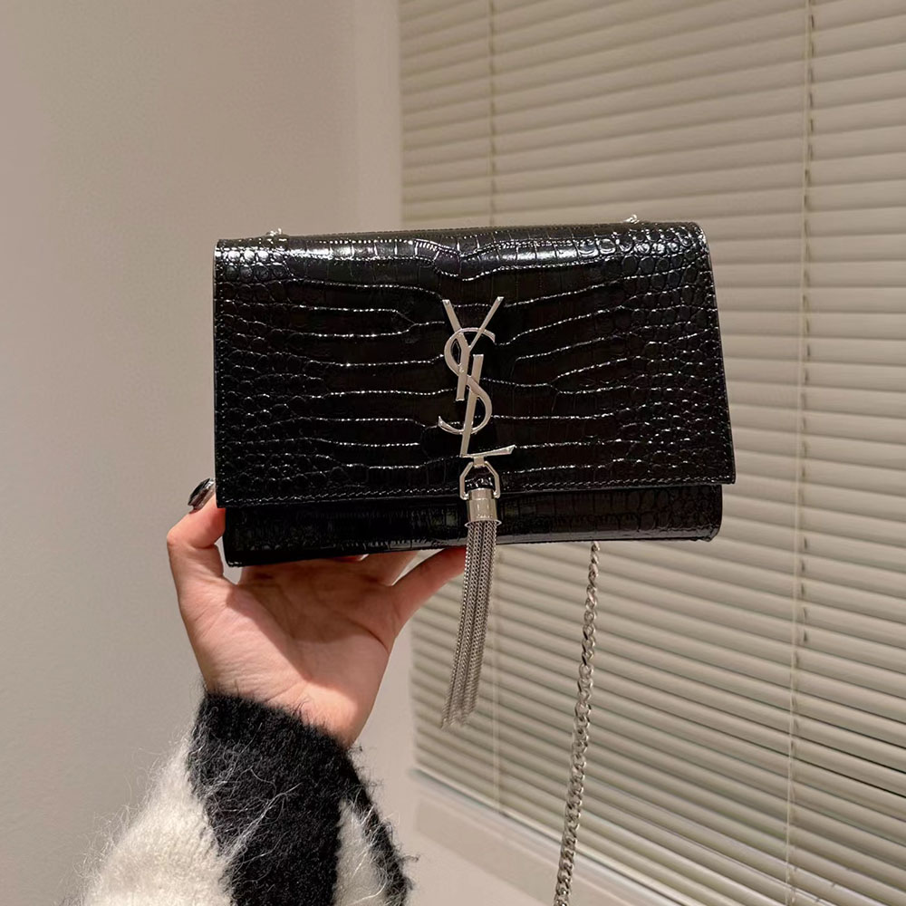 Saint Laurent YSL Kate Tassel Crocodile Leather Shoulder Bag (Replica)