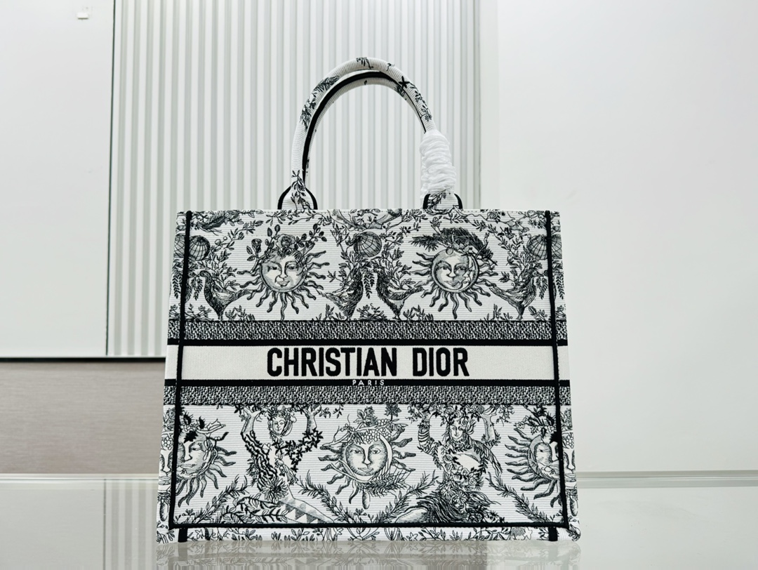 Dior Book Tote Embroider Large Shoulder Bag Handbag