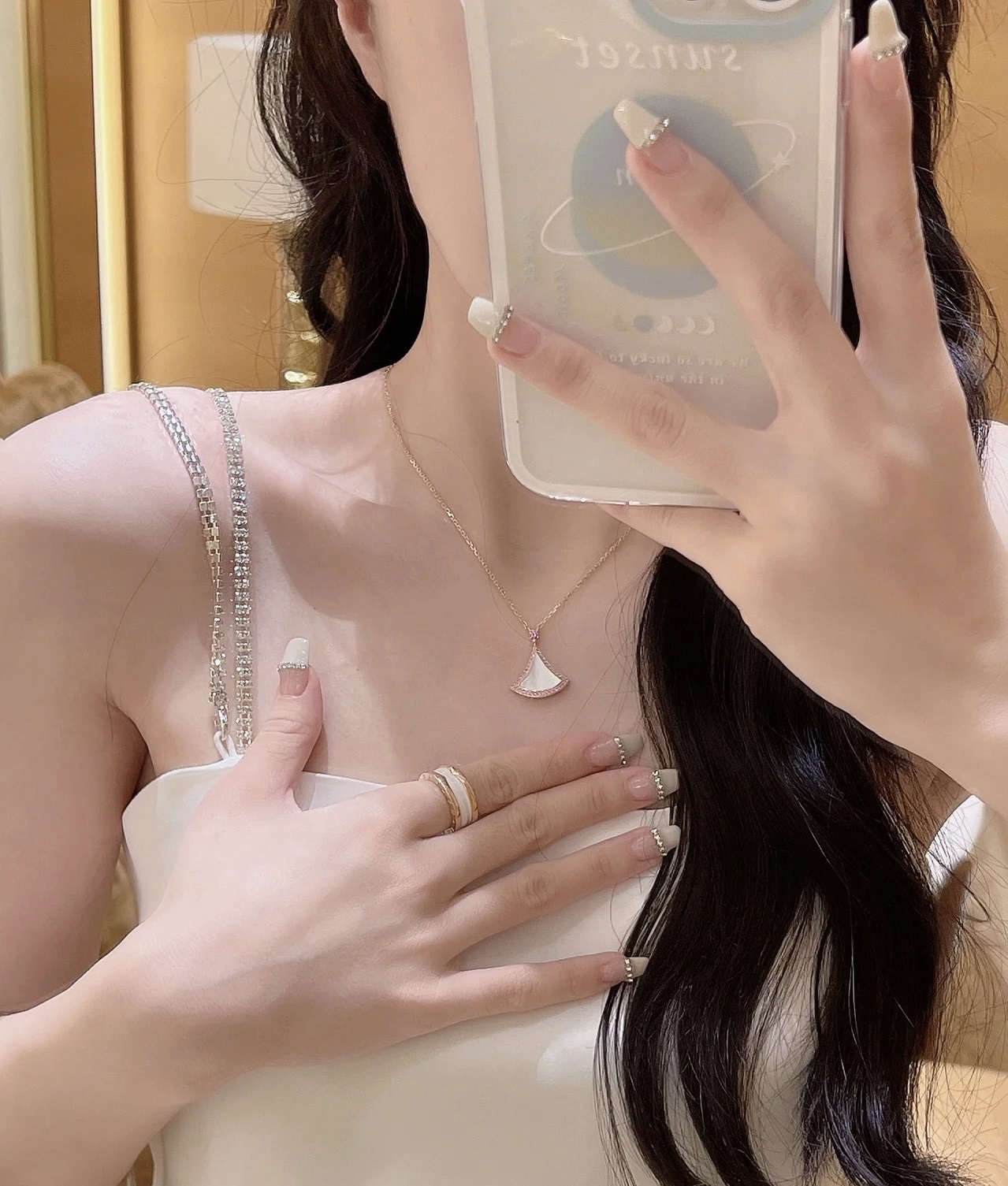 BVLGARI DIVAS' DREAM NECKLACE, White Mother-of-Pearl & Malachite, Three Style