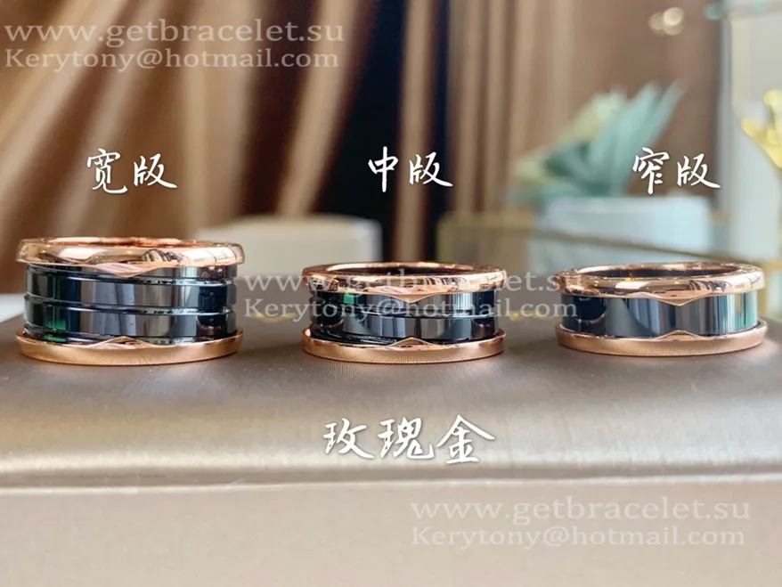 B.zero1 4-Band Rose Gold Ring with Black Ceramic