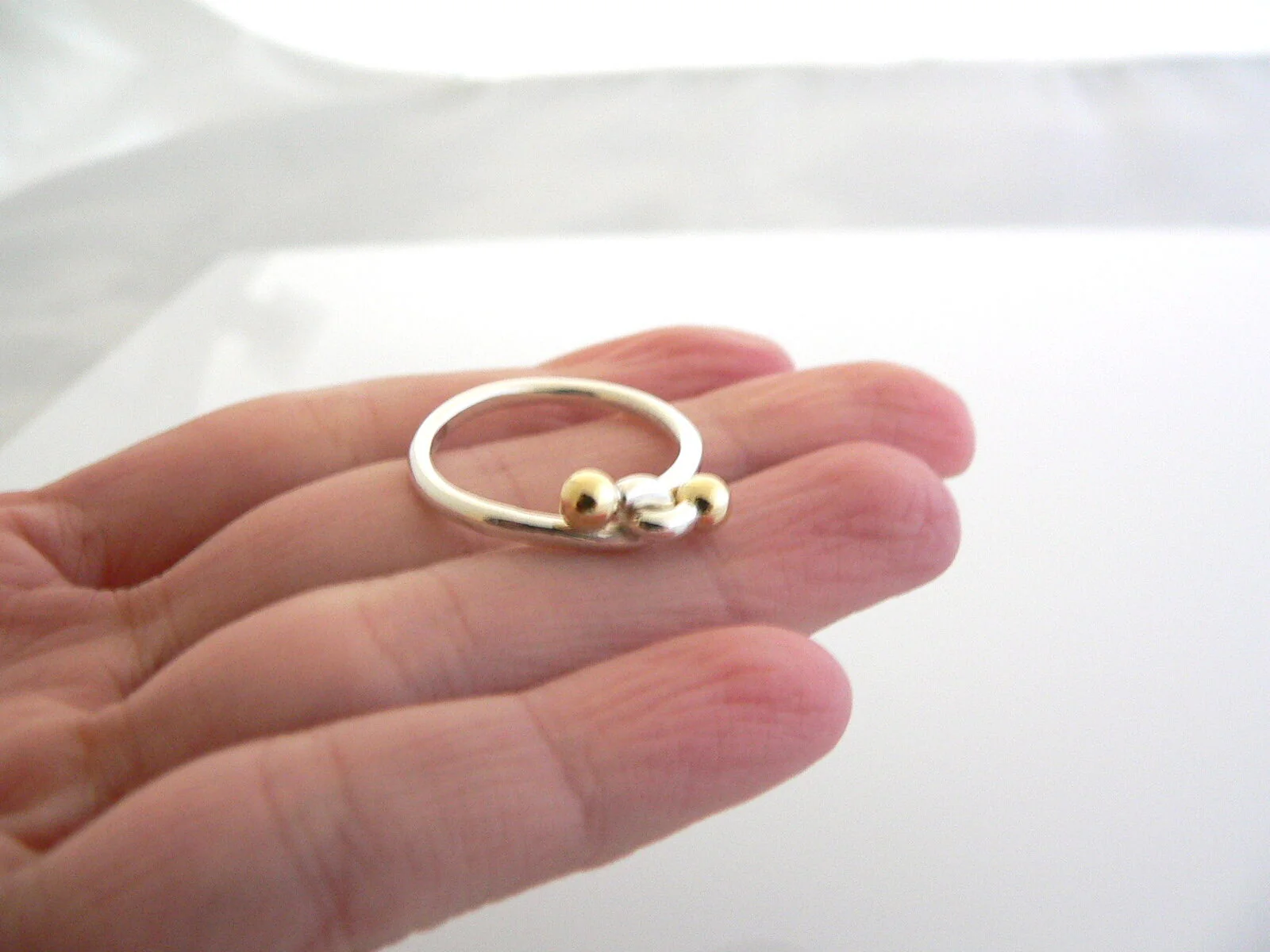 Tiffany & Co Silver 18K Gold Love Knot Infinity Ring Band Sz 5.25 Gift Rare