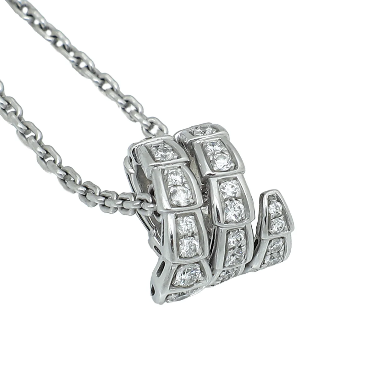 Bvlgari 18K White Gold Diamonds Serpenti Viper Necklace