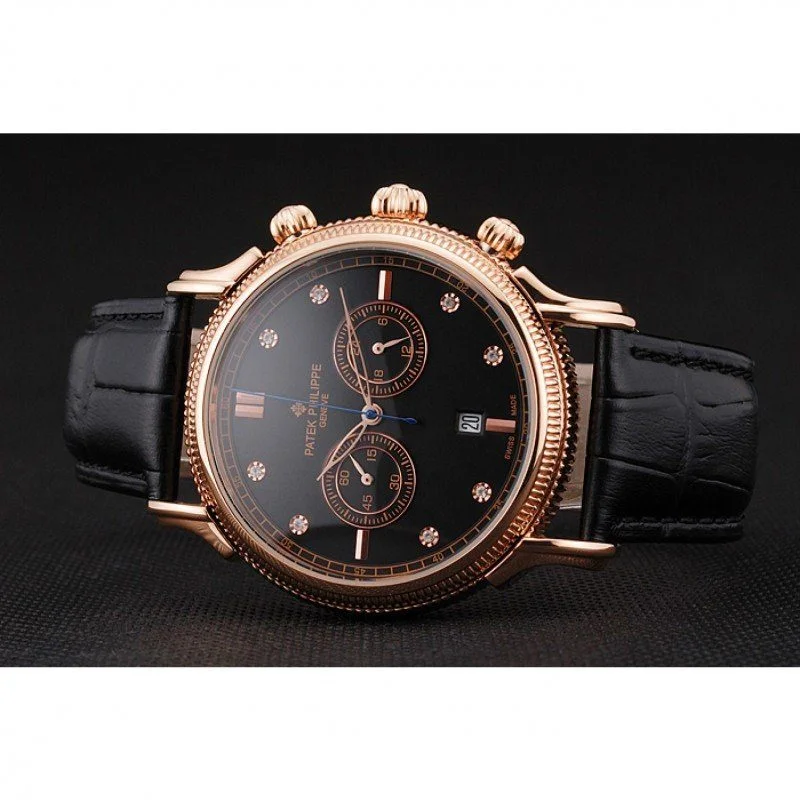 Chronograph Black Dial With Diamonds 40 mm, Rose Gold Plated