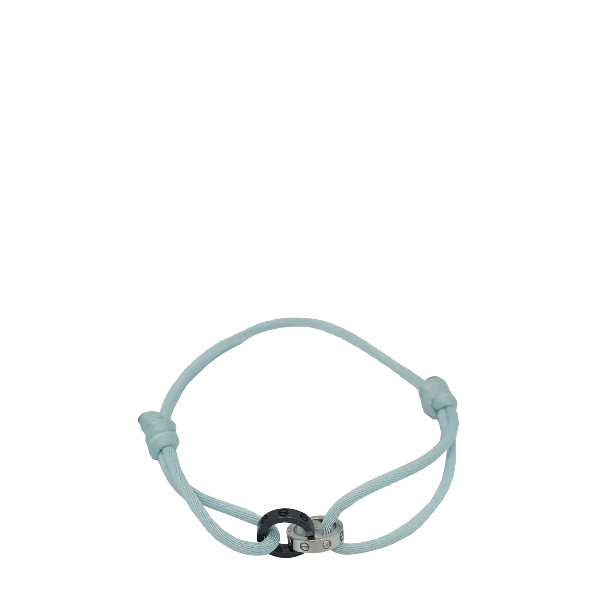 Cartier 18K White Gold 4 Diamond Black Ceramic Cord Love Bracelet