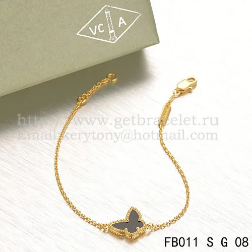 Van Cleef & Arpels Sweet Alhambra Butterfly Bracelet Yellow Gold With Black Agate Mother Of Pearl