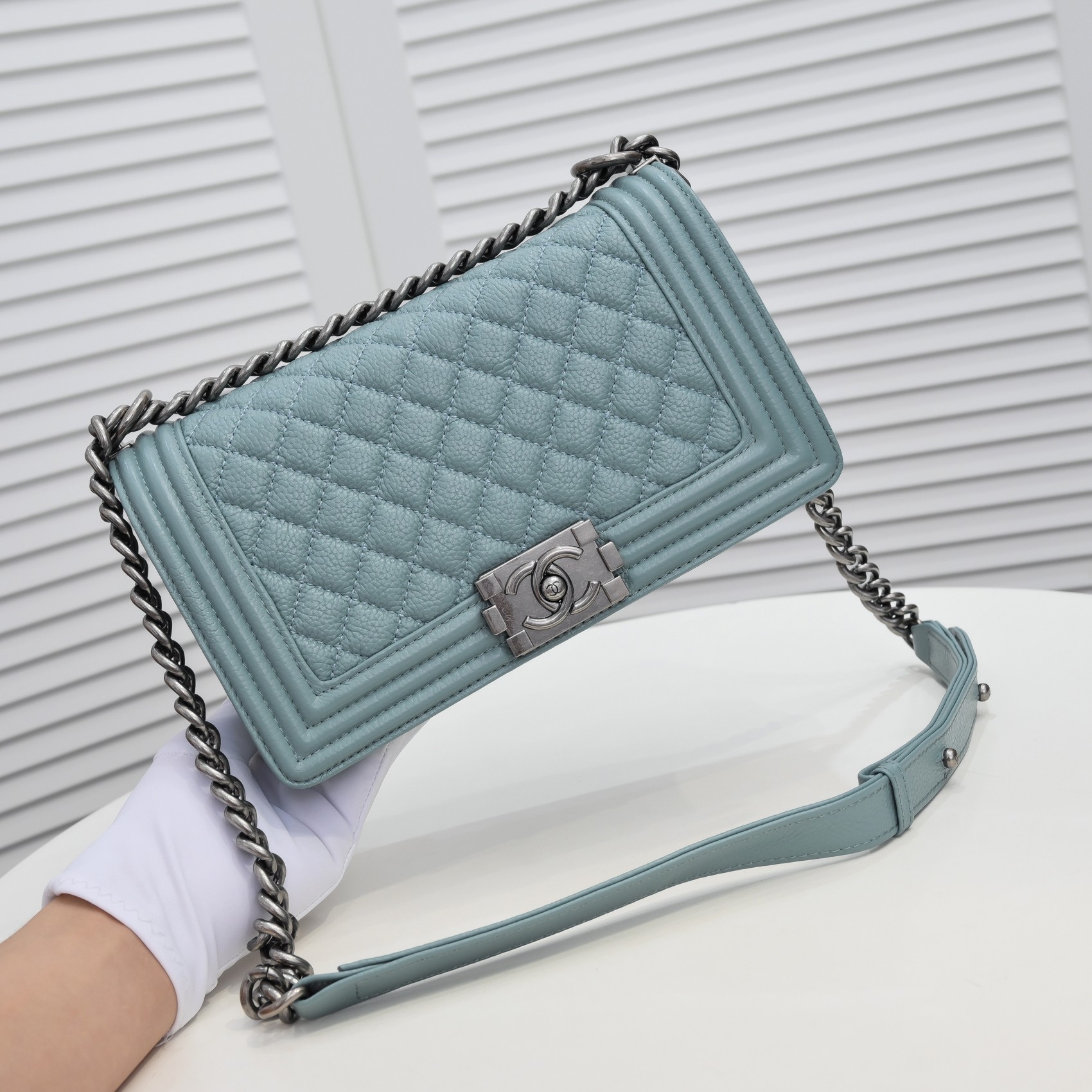Chanel Leboy litchi or lychee pattern Shoulder Bag Handbag