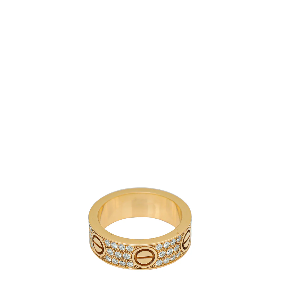 Cartier 18K Rose Paved Diamond Gold Love Ring 56