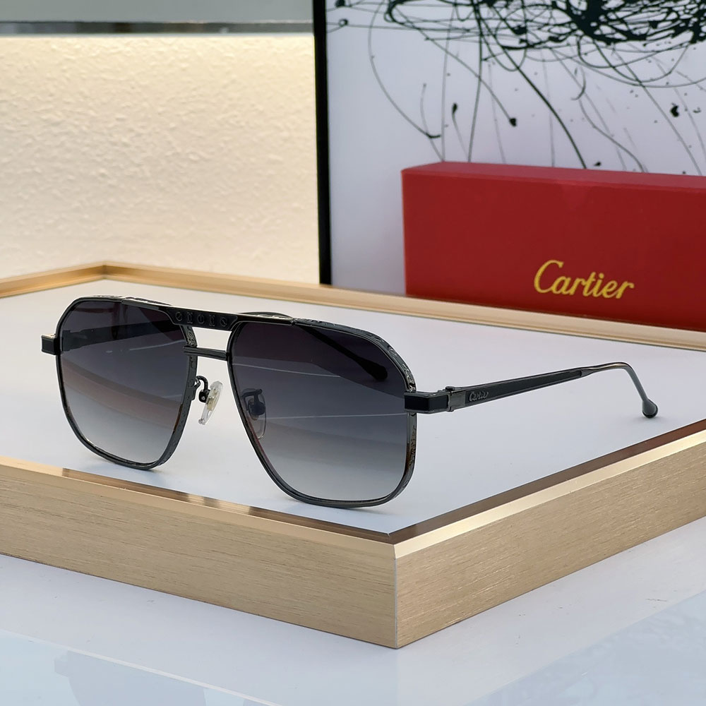 Cartier Metal Mirror Leg Logo Sunglasses Top quality （Replica）
