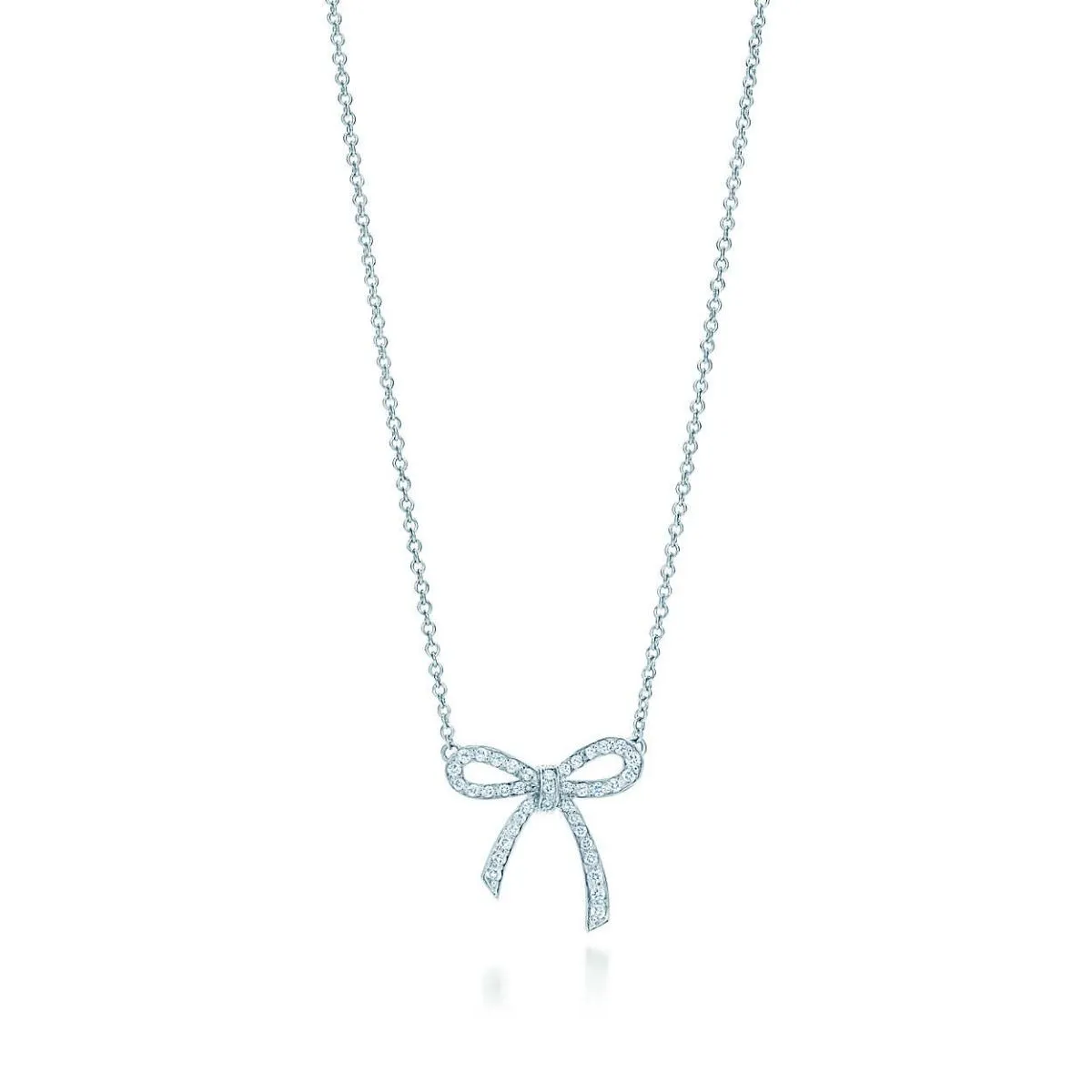 Nice Price Tiffany Bow Bowknot Pendant Studded Crystals Necklace Low Price Sale