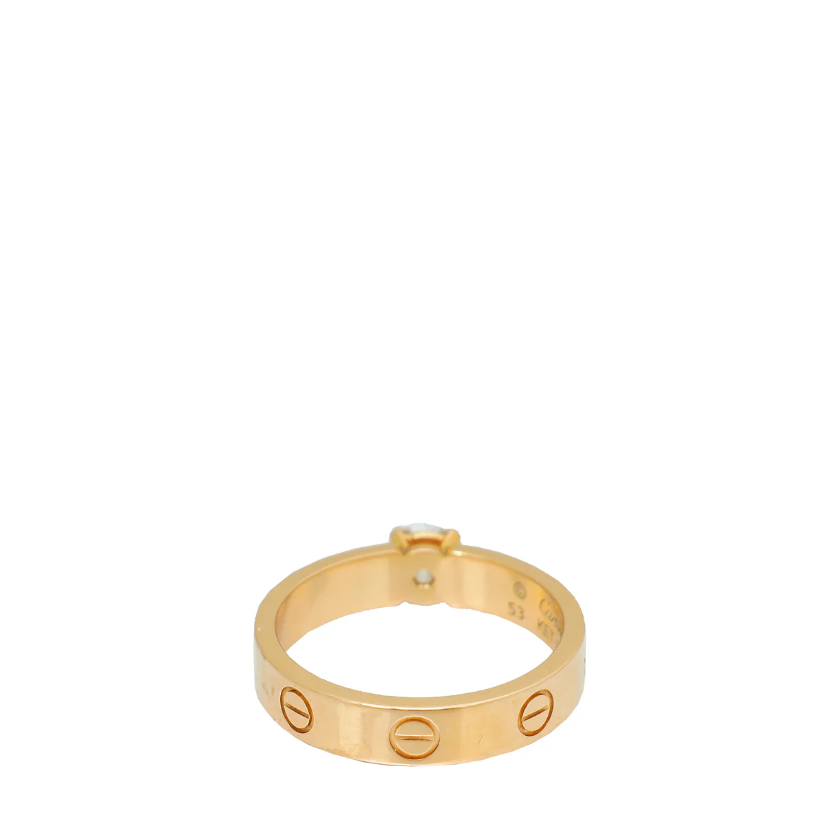 Cartier 18K Rose Gold Diamond Love Solitaire Ring 53