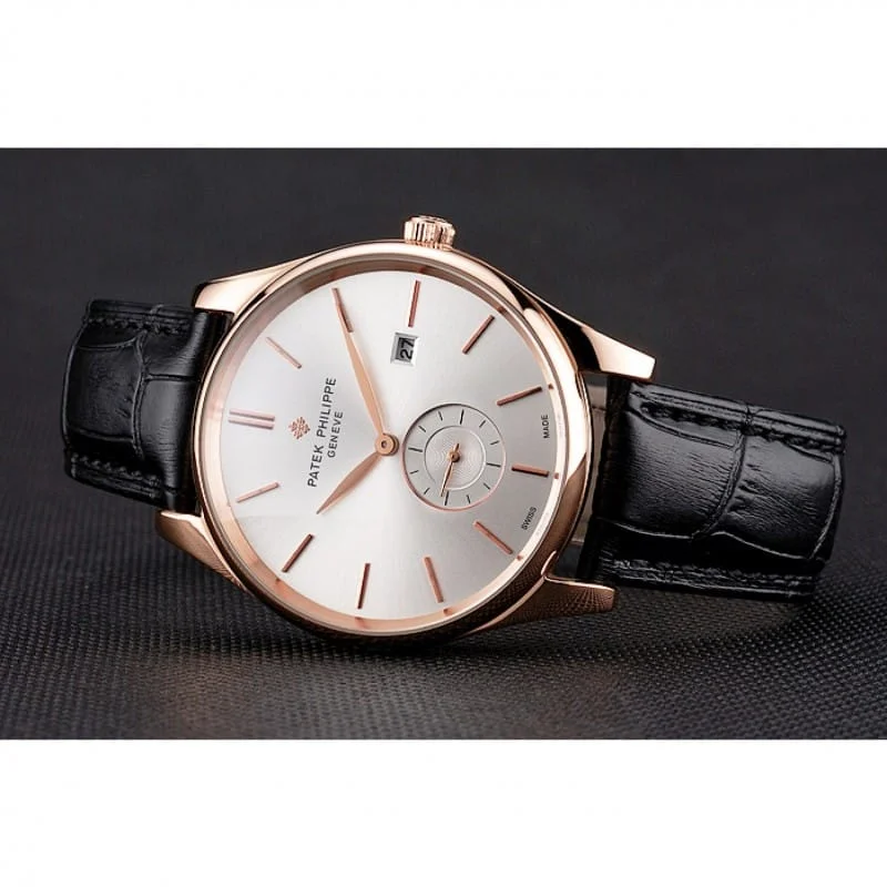 Calatrava Date Dial White 40 mm, Rose Gold Plated