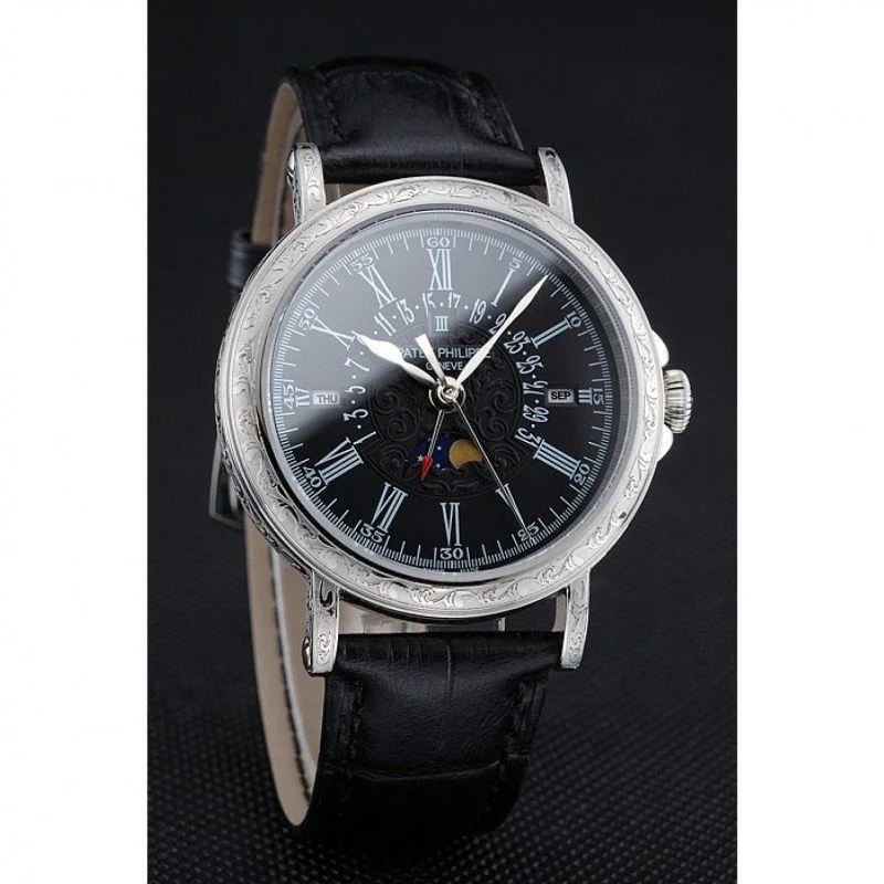 Perpetual Calendar Dial Black 40 mm, Stainless Steel