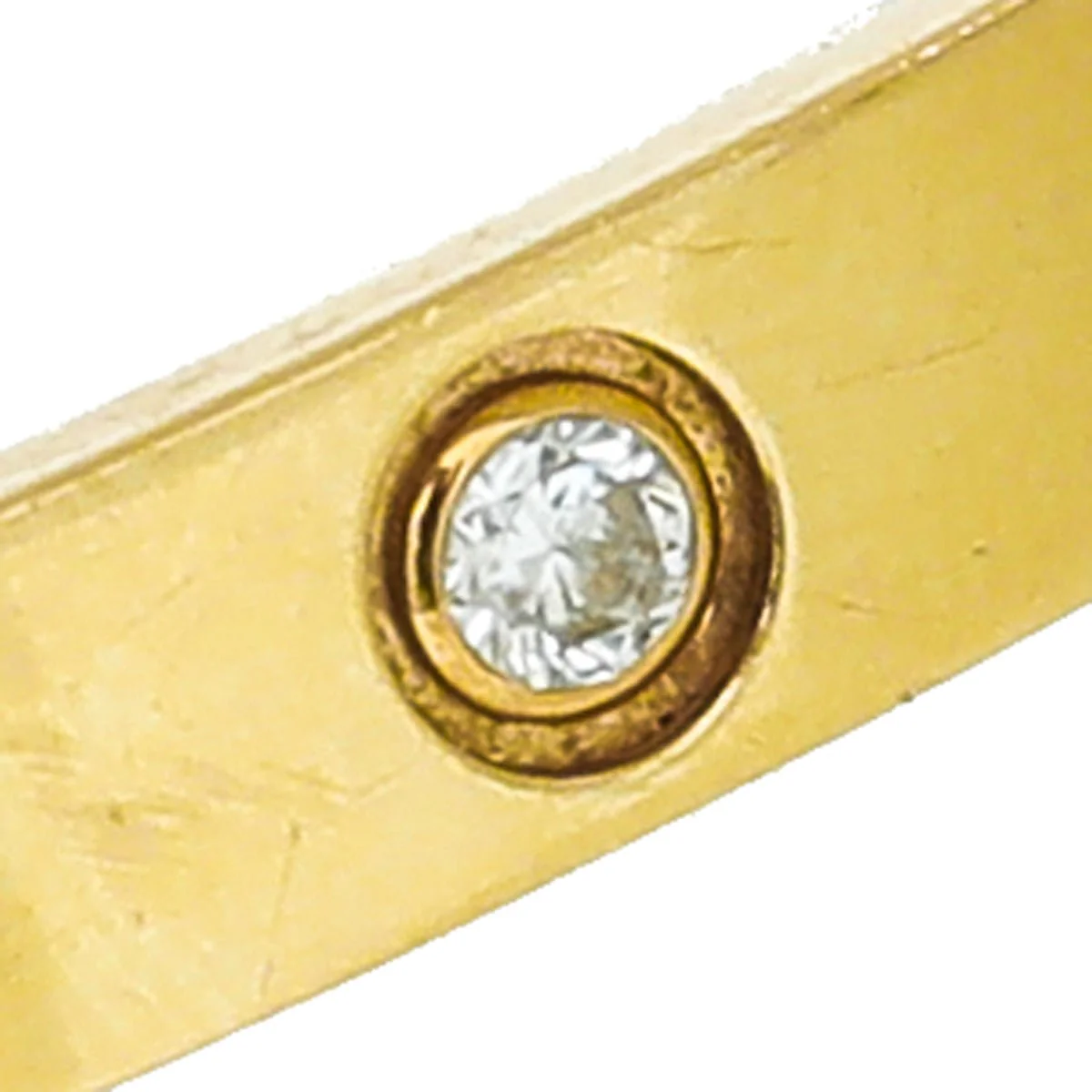 Cartier 18K Yellow Gold 1 Diamond Love Cuff Bracelet 16