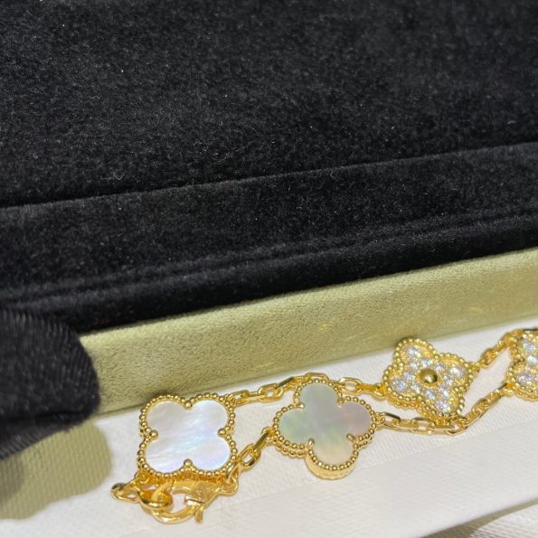 Van Cleef Bracelet Dupe, White& Diamonds Clover Bracelet