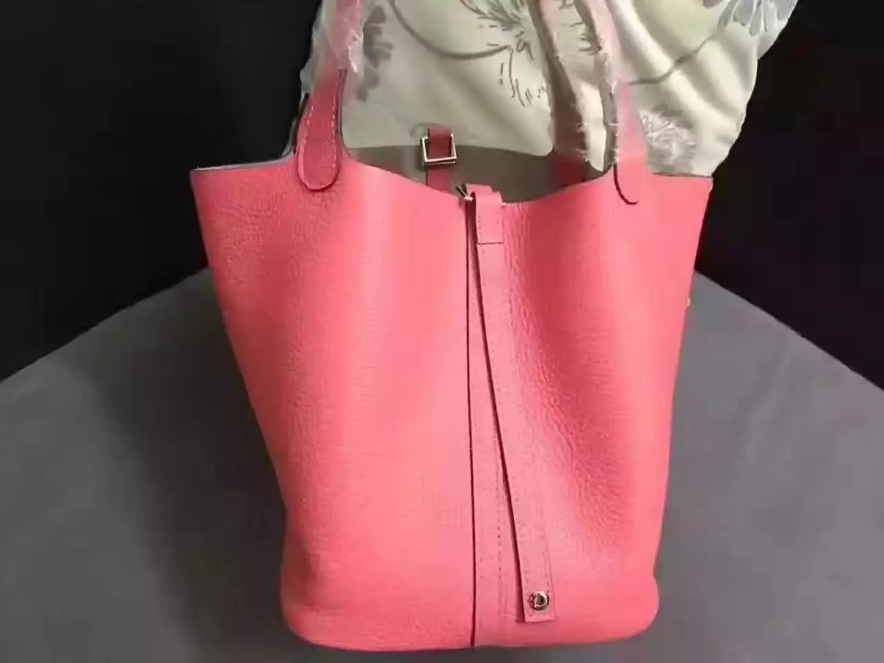 Hermes Picotin Lock Gold Leather Bag Blue