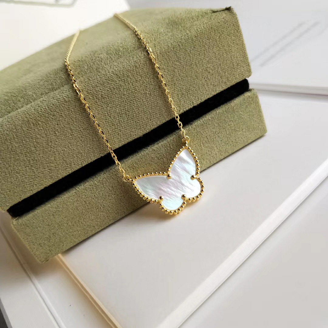 Van Cleef & Arpels butterfly necklace in white mother-of-pearl