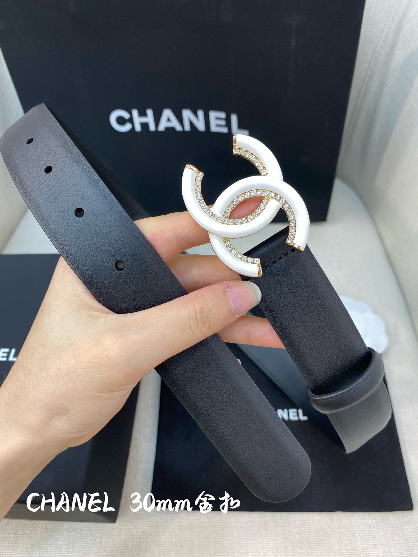 Chanel Belt With Double C Buckle Black Women Belt 30MM